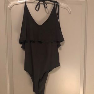 Lulus Black Velvet Bodysuit